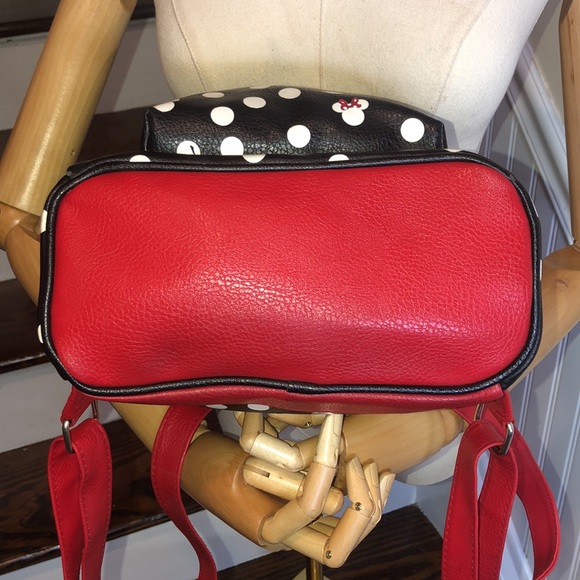 DISNEY Minney Mouse Backpack Black Red & White Bag Red Lining Like New RARE HTF - Picture 16 of 17
